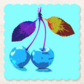 Vibrant lichtblauwe kersen kartonnen onderzetters (Voorkant)