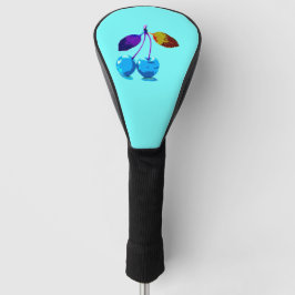 Vibrant lichtblauwe kersen pop kunst golfheadcover