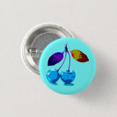 Vibrant lichtblauwe kersen ronde button 3,2 cm (Voorkant /achterkant)