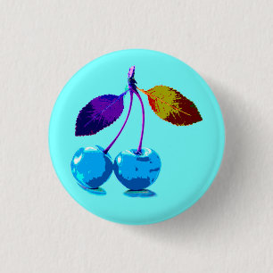 Vibrant lichtblauwe kersen ronde button 3,2 cm