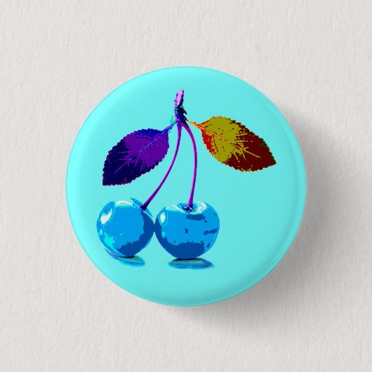 Vibrant lichtblauwe kersen ronde button 3,2 cm (Voorkant)