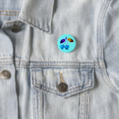 Vibrant lichtblauwe kersen ronde button 3,2 cm (In situ)