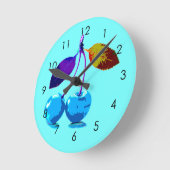 Vibrant lichtblauwe kersen ronde klok (Hoek)