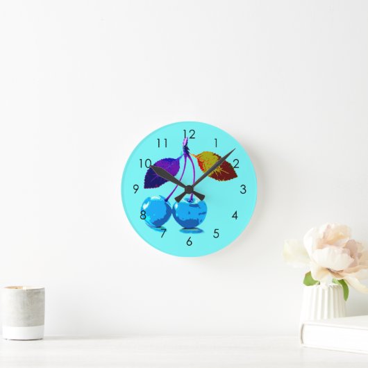 Vibrant lichtblauwe kersen ronde klok (Huis)