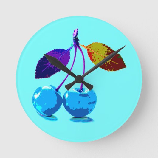 Vibrant lichtblauwe kersen ronde klok (Voorkant)