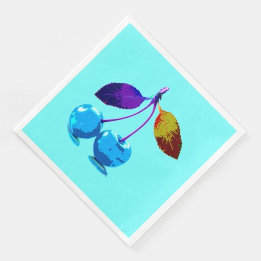 Vibrant lichtblauwe kersen servet (Hoek)