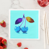 Vibrant lichtblauwe kersen servet (Insitu)