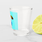 Vibrant lichtblauwe kersen shot glas (Rechts)
