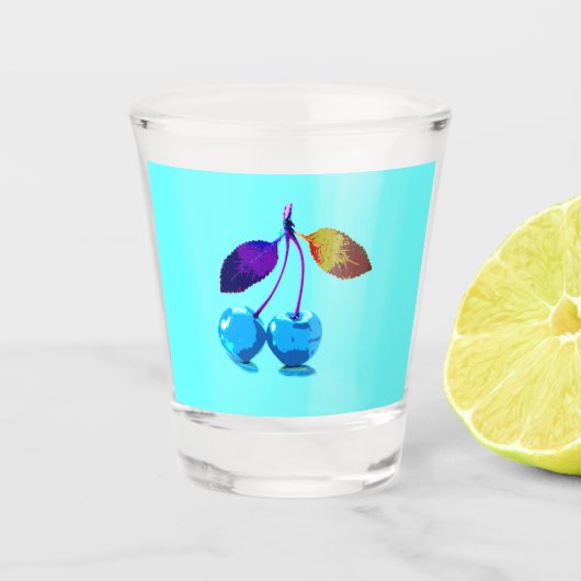 Vibrant lichtblauwe kersen shot glas (Voorkant)