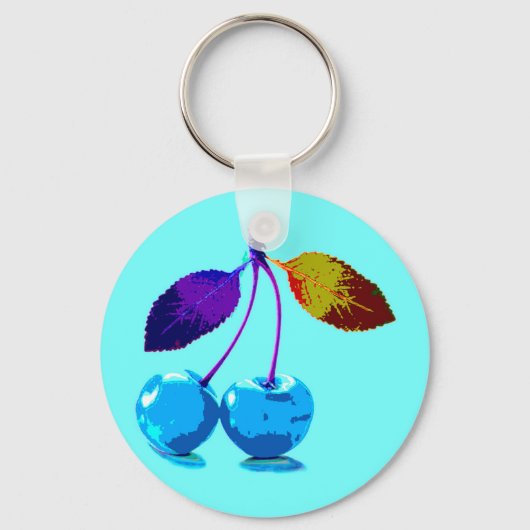 Vibrant lichtblauwe kersen sleutelhanger (Voorkant)