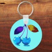 Vibrant lichtblauwe kersen sleutelhanger (Voorkant)
