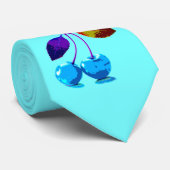Vibrant lichtblauwe kersen stropdas (Opgerold)