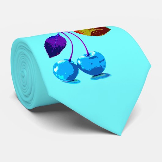 Vibrant lichtblauwe kersen stropdas (Opgerold)