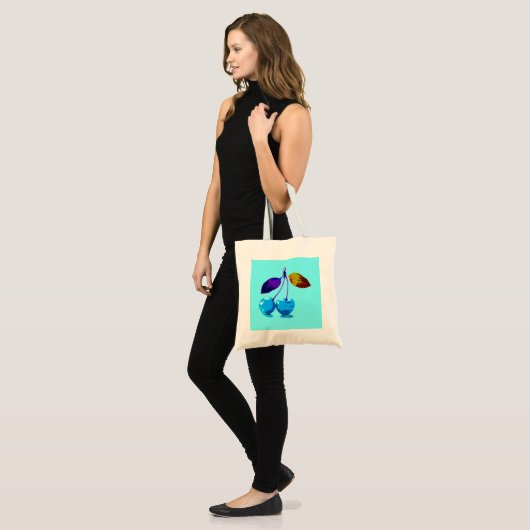 Vibrant lichtblauwe kersen tote bag (Voorkant (model))