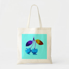 Vibrant lichtblauwe kersen tote bag