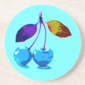 Vibrant lichtblauwe kersen zandsteen onderzetter (Voorkant)