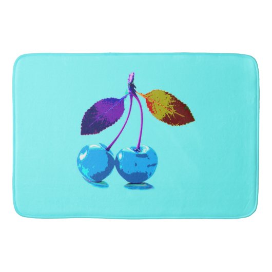 Vibrant Light Blue Cherries Badmat (Voorkant)