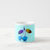 Vibrant Light Blue Cherries Pop Art Espresso Kop (Voorkant)