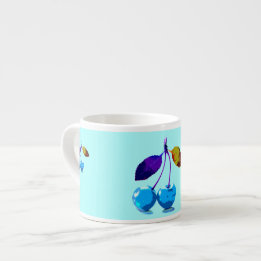 Vibrant Light Blue Cherries Pop Art Espresso Kop