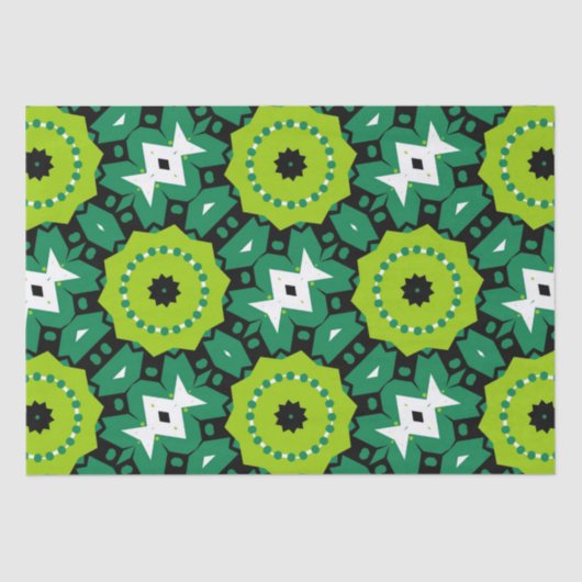 Vibrant Lime Green Black en White Geometric Patter Tissuepapier (Voorkant)