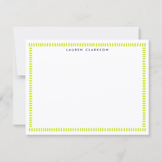 Vibrant Lime Hand Painted Striped Frame Note Card Kaart (Voorkant)
