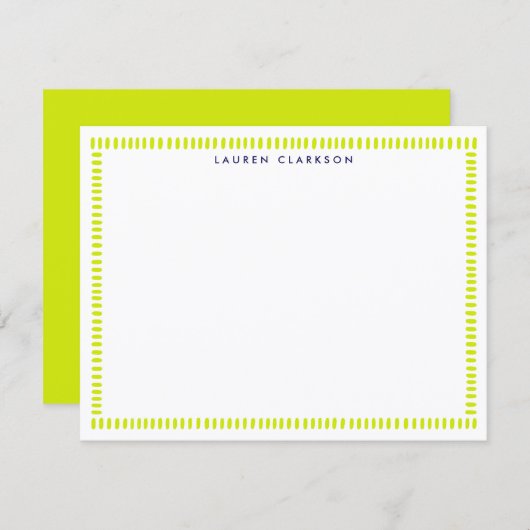 Vibrant Lime Hand Painted Striped Frame Note Card Kaart (Voorkant / Achterkant)