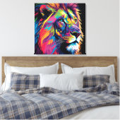 Vibrant lion painting canvas afdruk (Insitu (Slaapkamer))