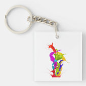 Vibrant Liquid Explosion: Abstract Paint Splash Sleutelhanger (voorkant)