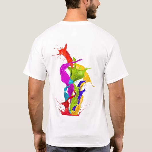 Vibrant Liquid Explosion: Abstract Paint Splash T-shirt (Achterkant)