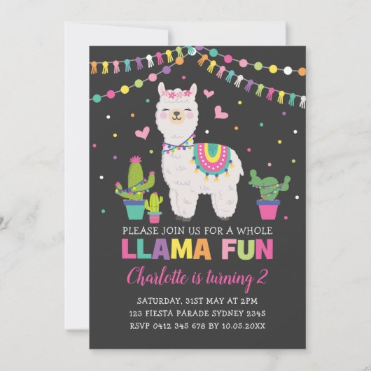 Vibrant Llama Birthday Party Whole Llama Fun Kaart (Voorkant)