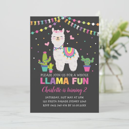 Vibrant Llama Birthday Party Whole Llama Fun Kaart (Staand voorkant)