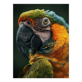 Vibrant Macaw Parrot Close-Up Fine Art Photo Perfect Poster