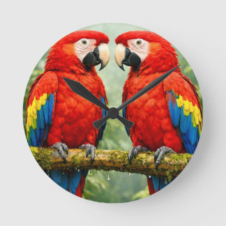 “Vibrant Macaw Parrot Wall Clock |  Ronde Klok
