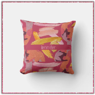 Vibrant Magenta en Gold Abstract Kussen