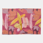 Vibrant Magenta en Gold Abstract Theedoek (Horizontaal)