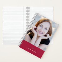 Vibrant Magenta Heart en Foto met naam Notitieboek