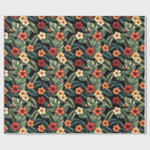 Vibrant Magenta Hibiscus Tropical Florals Cadeaupapier (Vlak)