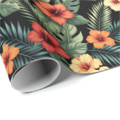 Vibrant Magenta Hibiscus Tropical Florals Cadeaupapier (Rol Hoek)