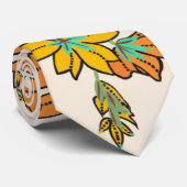 Vibrant Magenta & Orange Art Deco Flower Art Stropdas (Opgerold)