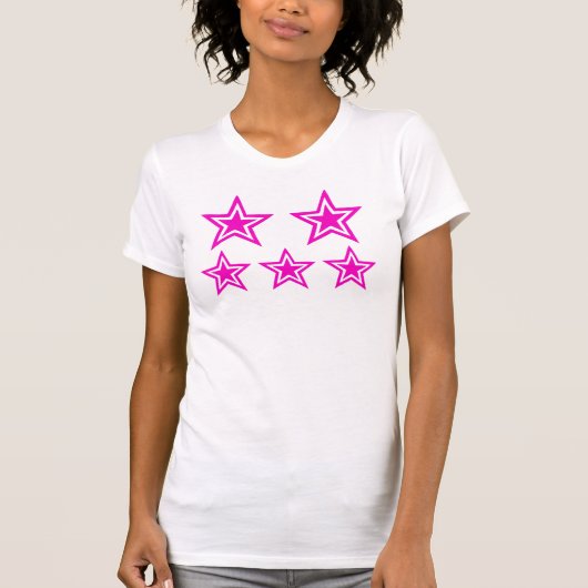 Vibrant Magenta Star Shapes Graphic T-shirt (Voorkant)