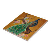 Vibrant Majolica Peacock Repro Antiek Tile Tegeltje (Zijkant)