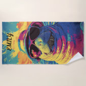 Vibrant Manatee Zonnebril Pet Bright Beach Kleuren Strandlaken (Voorkant)