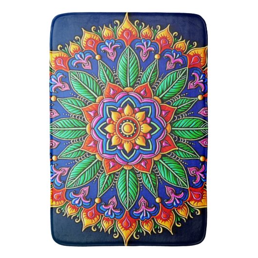 Vibrant Mandala Artistry Badmat (Voorkant Verticaal)