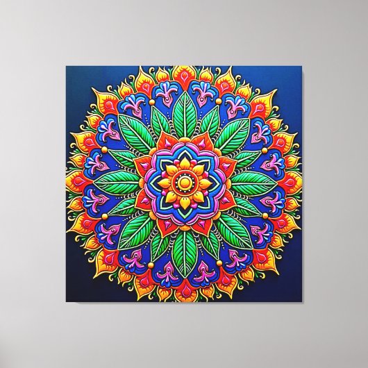 Vibrant Mandala Artistry Canvas Afdruk (Voorkant)