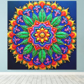 Vibrant Mandala Artistry Canvas Afdruk (Insitu (Houten vloer))
