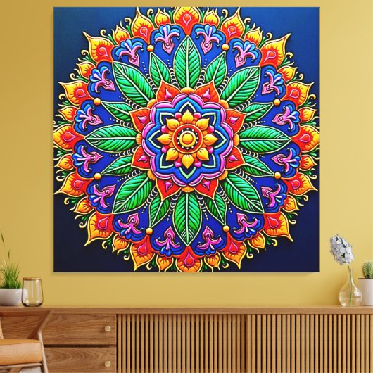 Vibrant Mandala Artistry Canvas Afdruk (Insitu (Woonkamer))