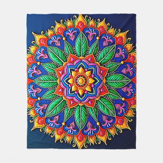 Vibrant Mandala Artistry Fleece Deken (Voorkant)