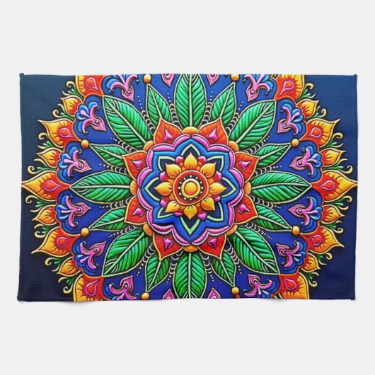 Vibrant Mandala Artistry Theedoek (Horizontaal)