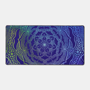 Vibrant Mandala Boho Chic Elegant Navy Blue Green Bureaumat