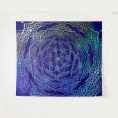 Vibrant Mandala Boho Chic Elegant Navy Blue Green Wandkleed (Voorkant (horizontaal))